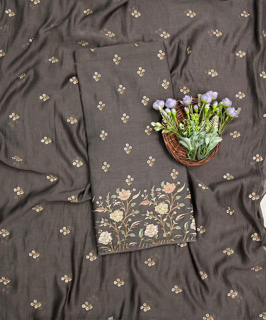 क्रेप गुलाबी सूट संग्रह / हाथ से पेंट किए गए सूट