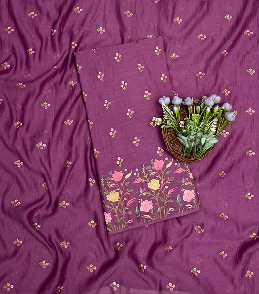 क्रेप गुलाबी सूट संग्रह / हाथ से पेंट किए गए सूट