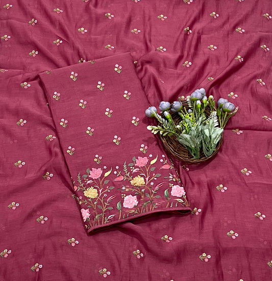 क्रेप गुलाबी सूट संग्रह / हाथ से पेंट किए गए सूट