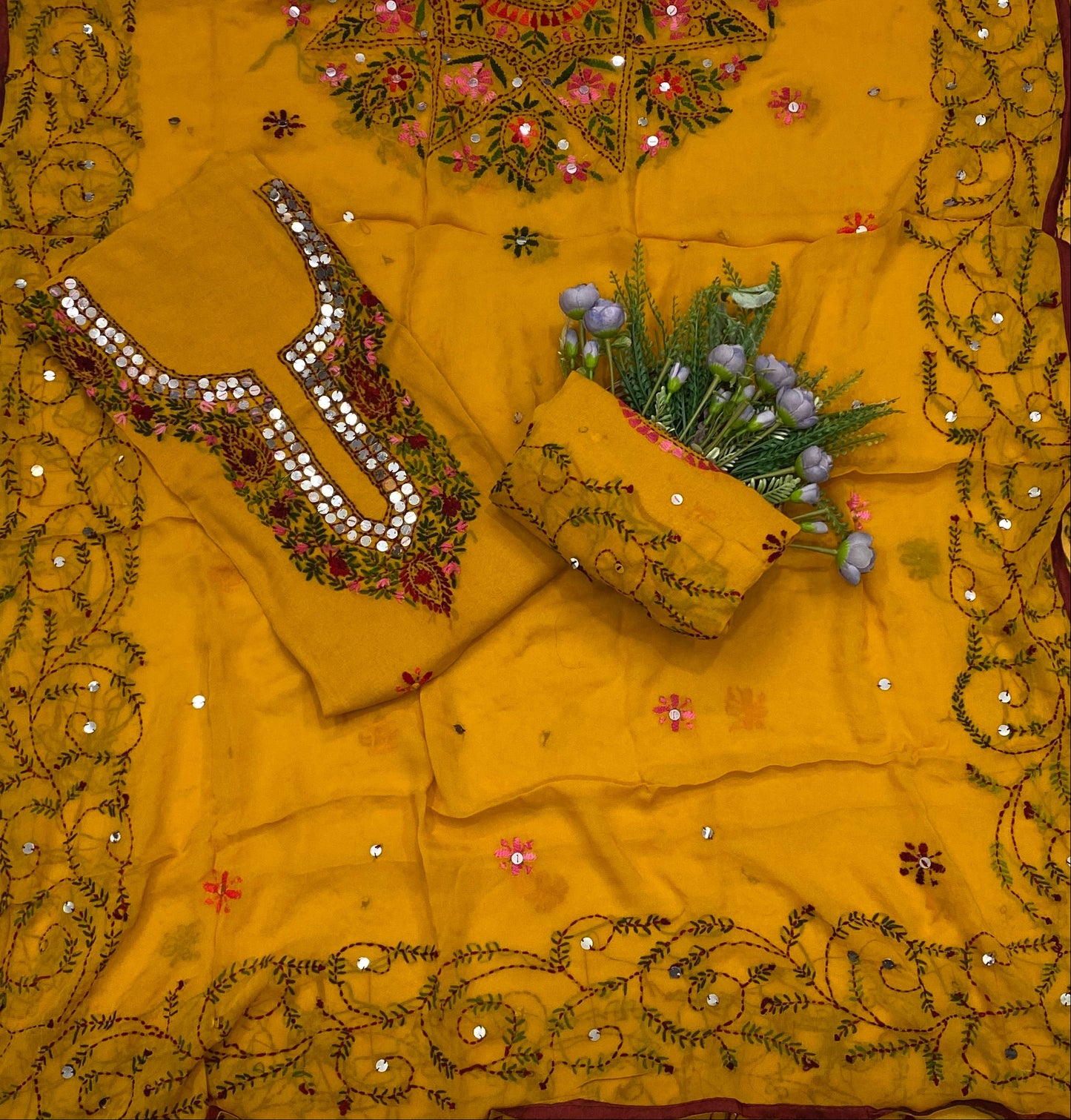 890B Georgette Mustard Yellow Suit Fabric / CKC Georgette Suits