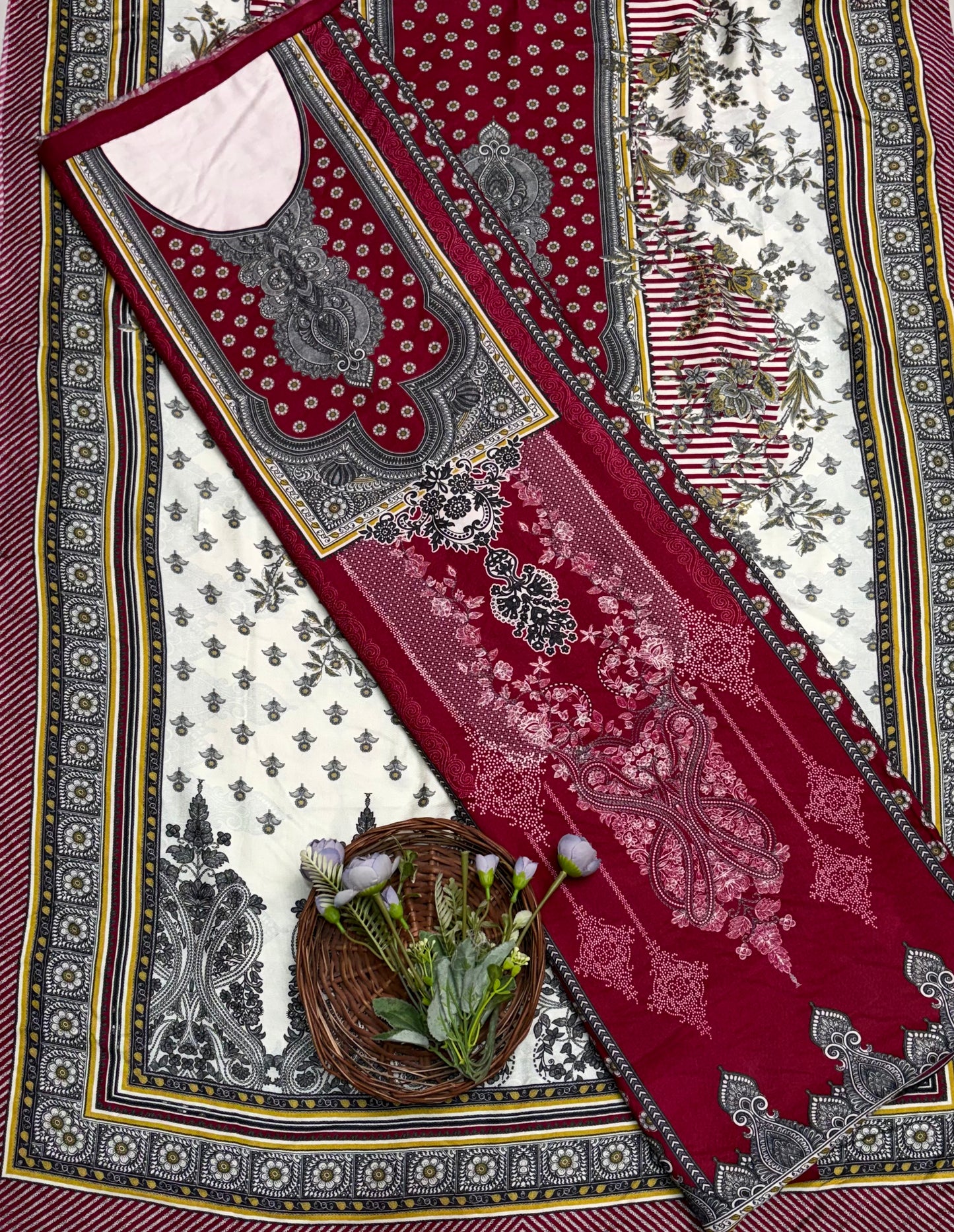 Pashmina Maroon Suit Fabric / CKC Winter Suits