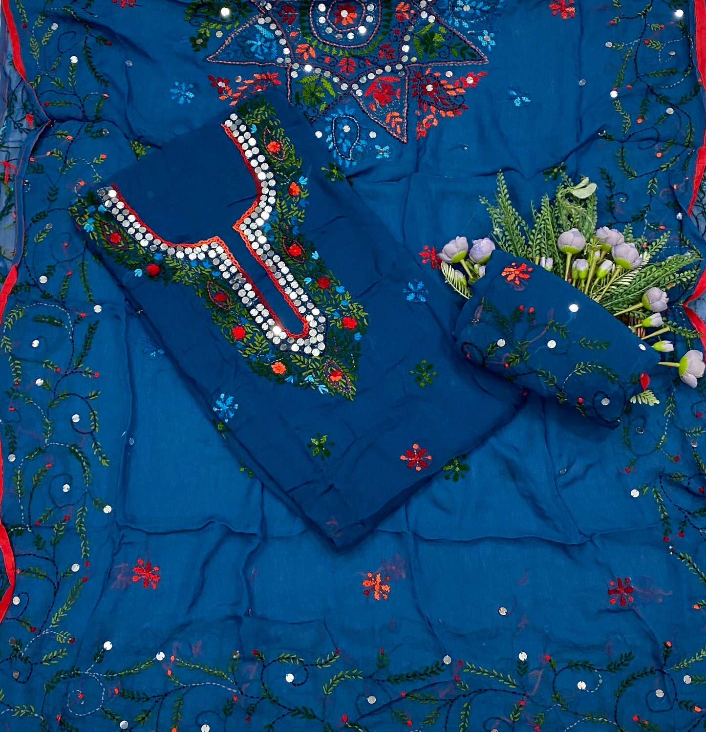 900B Georgette Prussian Blue Suit Fabric / CKC Georgette Suits