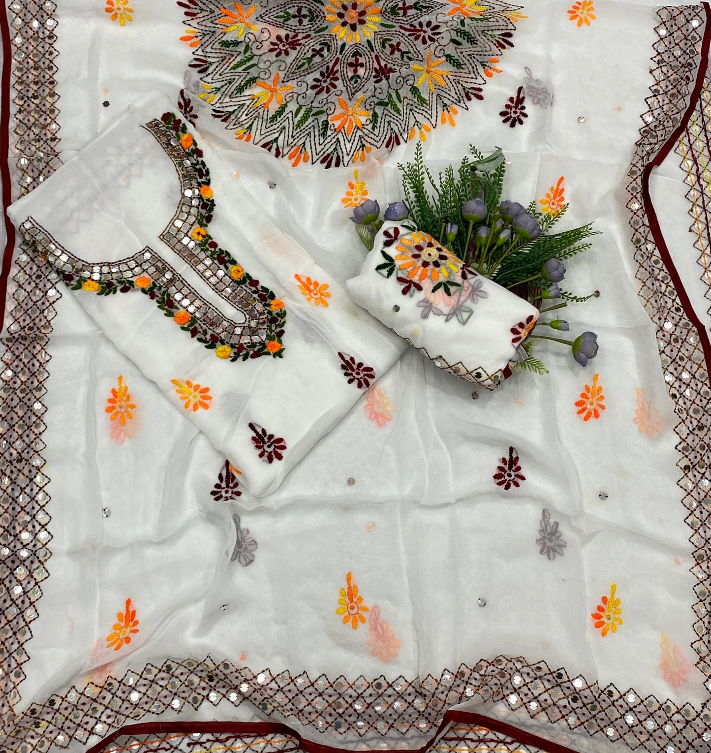 895B Georgette White Suit Fabric / CKC Georgette Suits