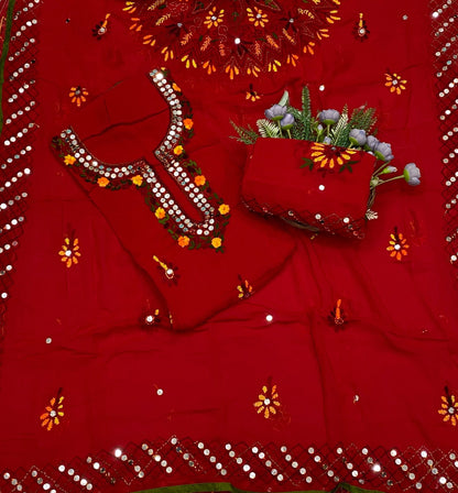 907B Georgette Red Suit Fabric / CKC Georgette Suits
