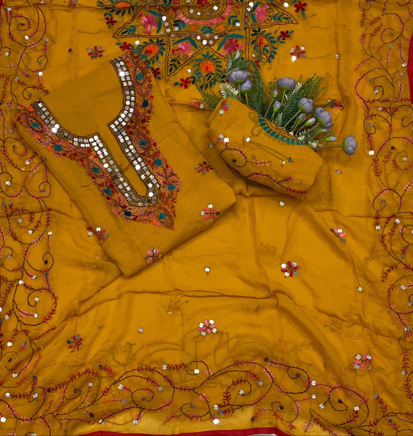 893B Georgette Mustard Yellow Suit Fabric / CKC Georgette Suits