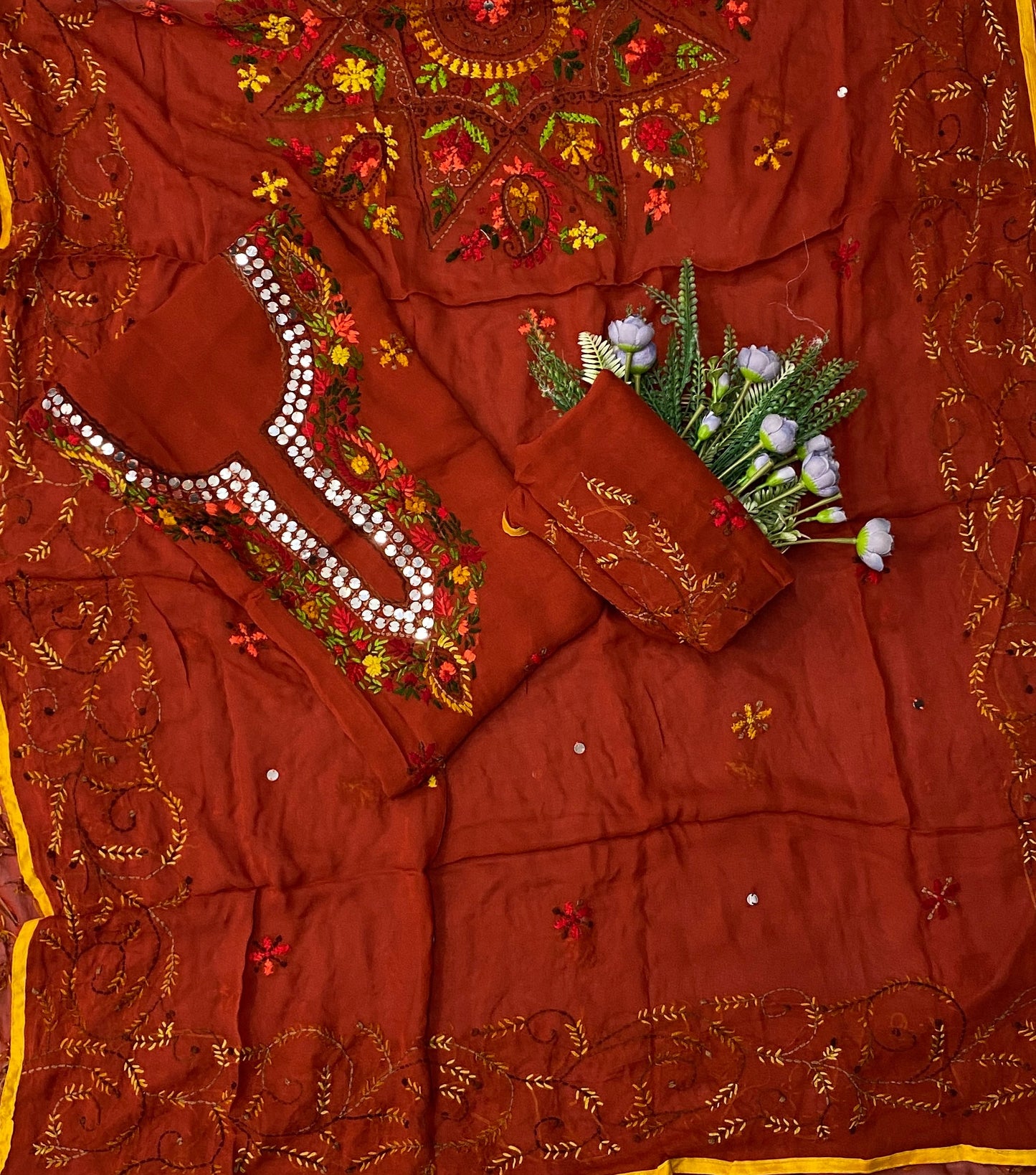 901B Georgette Rust Red Suit Fabric / CKC Georgette Suits