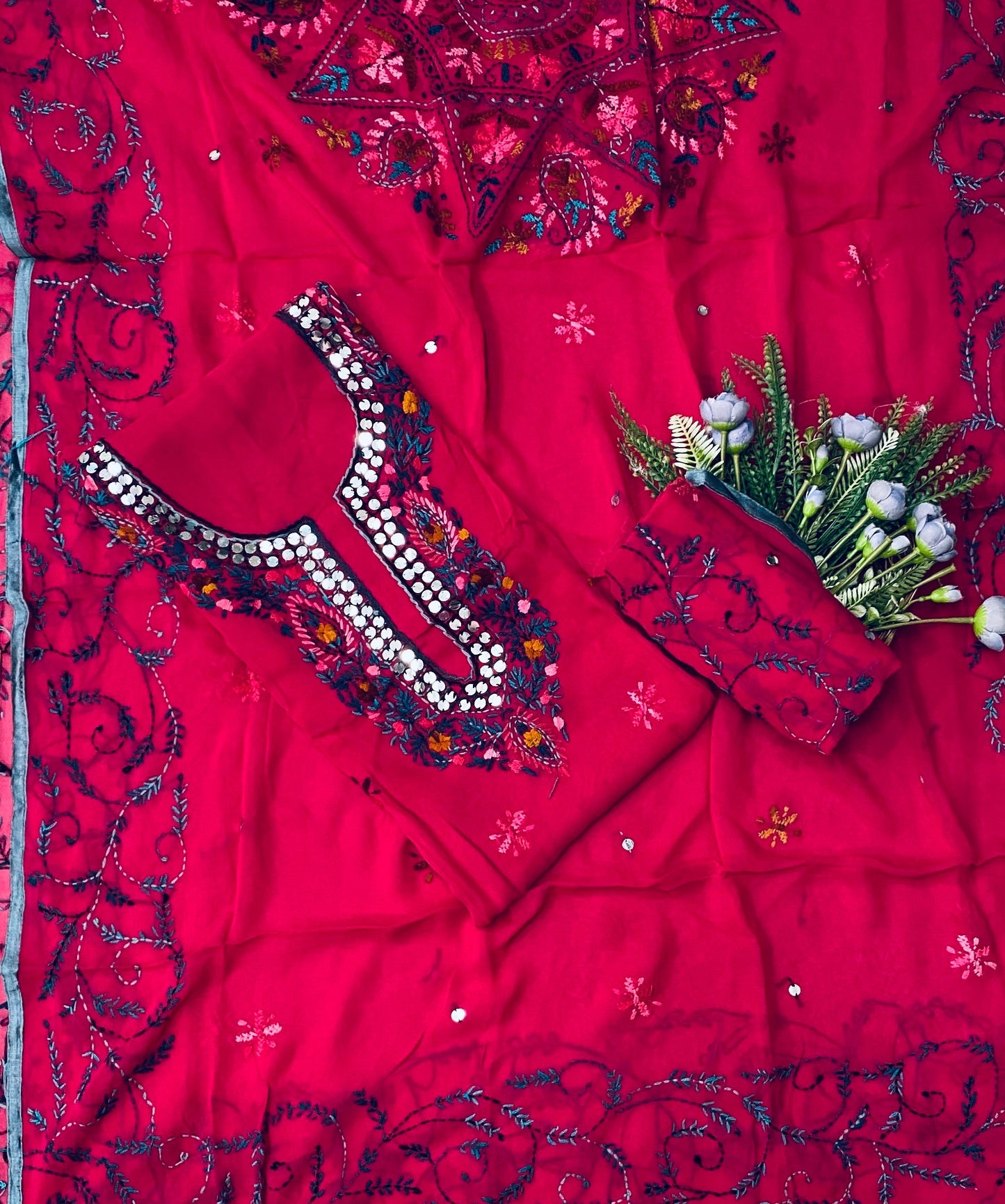 892B Georgette Hot Pink Suit Fabric / CKC Georgette Suits
