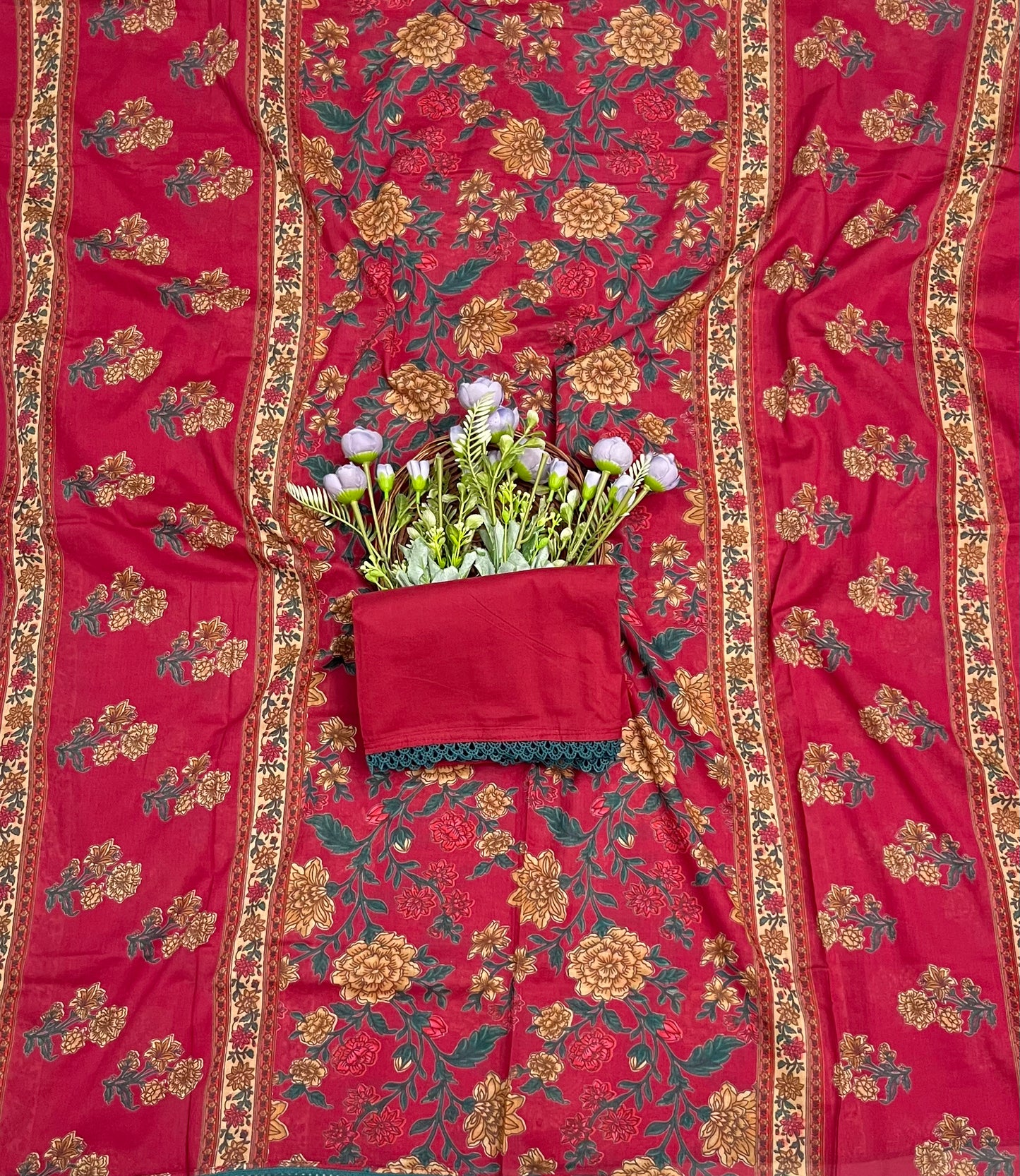 Ckc 442 Cotton Dark Pink Suit Fabric/ CKC Cotton Bazaar