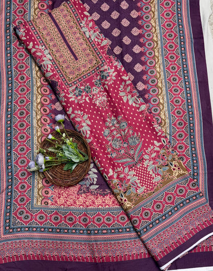 Pashmina Gajri With Wine Suit Fabric / CKC Winter Suits