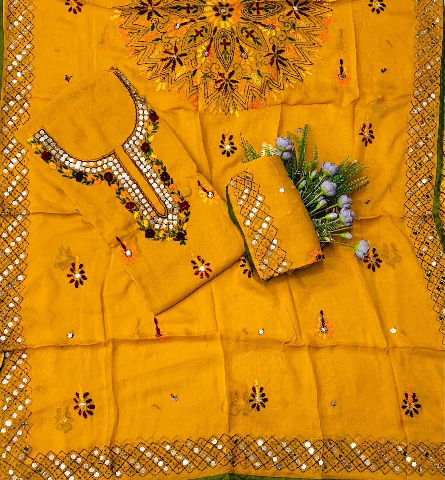 897B Georgette Mustard Yellow Suit Fabric / CKC Georgette Suits