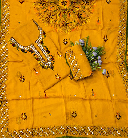 897B Georgette Mustard Yellow Suit Fabric / CKC Georgette Suits