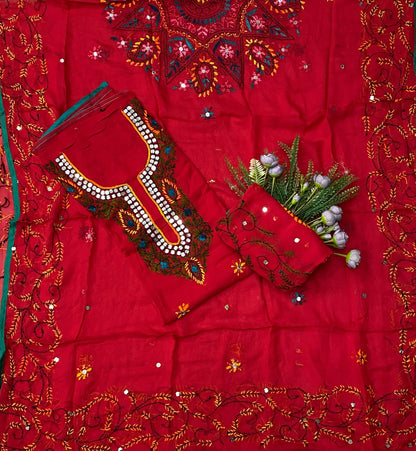 887B Georgette Red Suit Fabric / CKC Georgette Suits