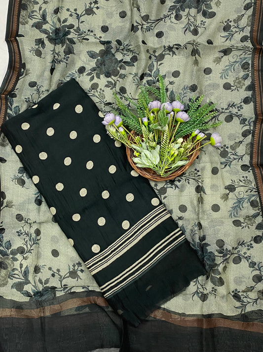 883B Pure Mul Cotton Black Suit Fabric / CKC Mul Cotton