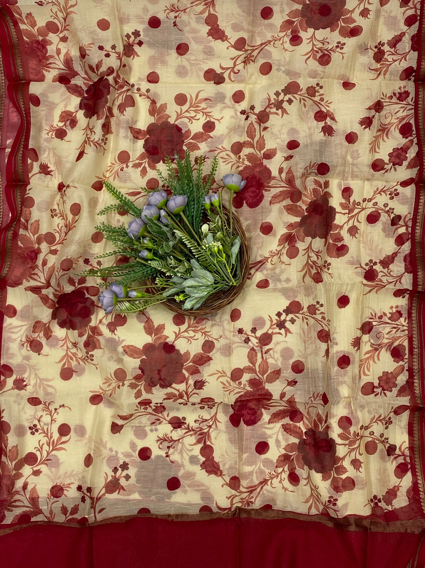 855B Pure Mul Cotton Red Suit Fabric / CKC Mul Cotton