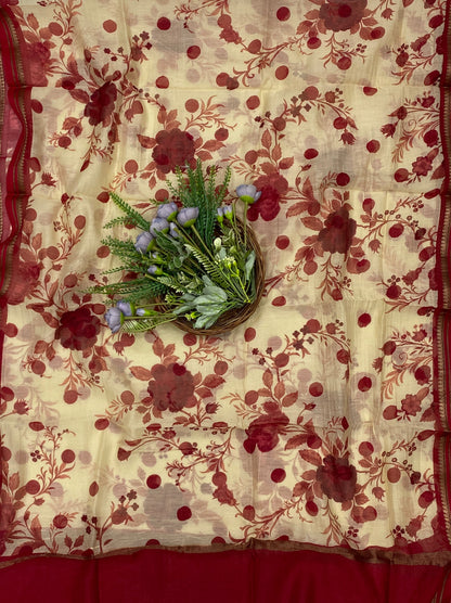 855B Pure Mul Cotton Red Suit Fabric / CKC Mul Cotton