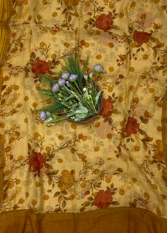 884B Pure Mul Cotton Mustard Yellow Suit Fabric / CKC Mul Cotton