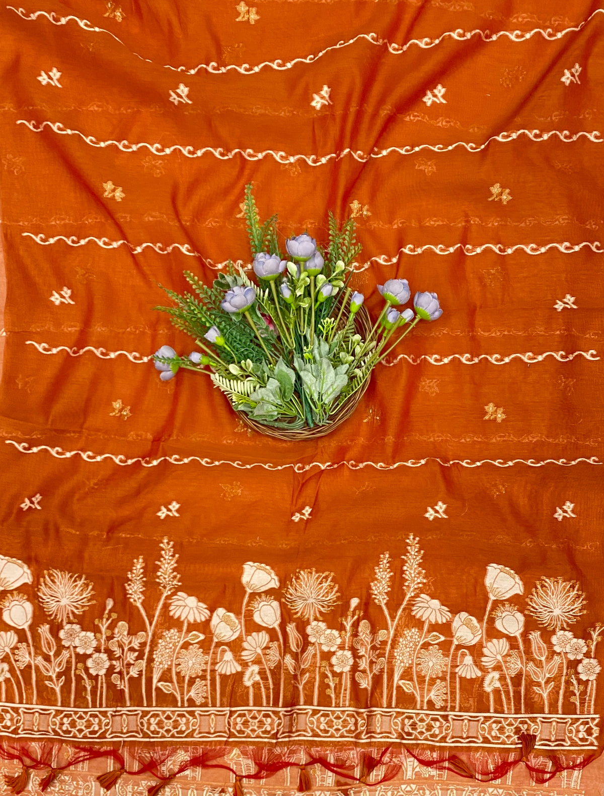 911B Jamdani Rust Orange Suit Fabric / CKC Jamdani Suits
