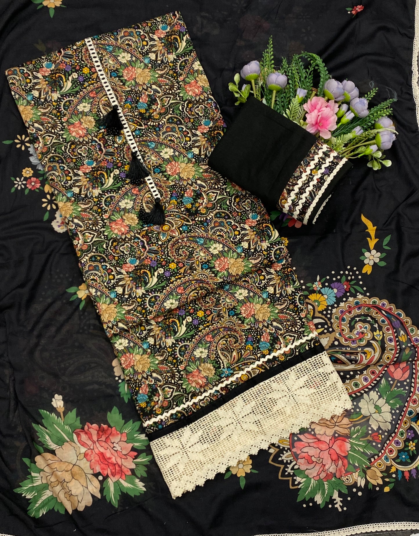 973B Cotton Black suit Fabric / CKC Cotton Bazaar