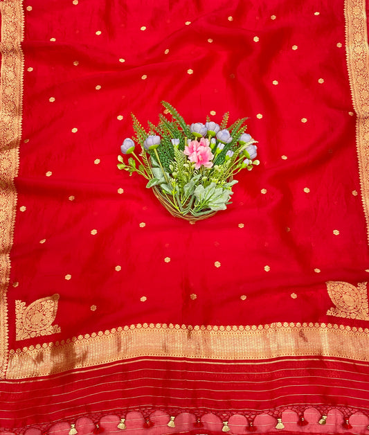 965B Pure Silk Red Suit Fabric/ CKC Banarasi Edit