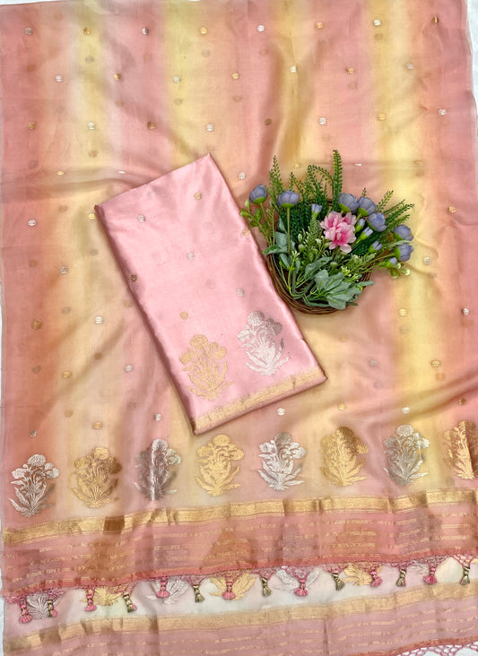 964B Pure Silk Baby Pink Suit Fabric/ CKC Banarasi Edit