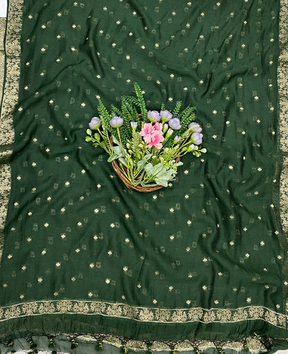 980B Pure Mul Cotton Dark Green Suit Fabric / CKC Mul Cotton