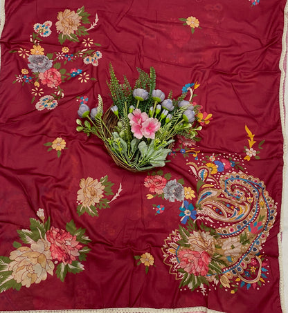 974B Cotton Red suit Fabric / CKC Cotton Bazaar