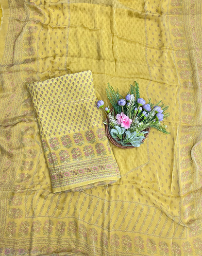 978B Crepe Mustard Yellow Suit Fabric / CKC Crepe Suits