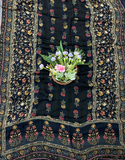 975B Crepe Black Suit Fabric / CKC Phoolon Ka Ghar