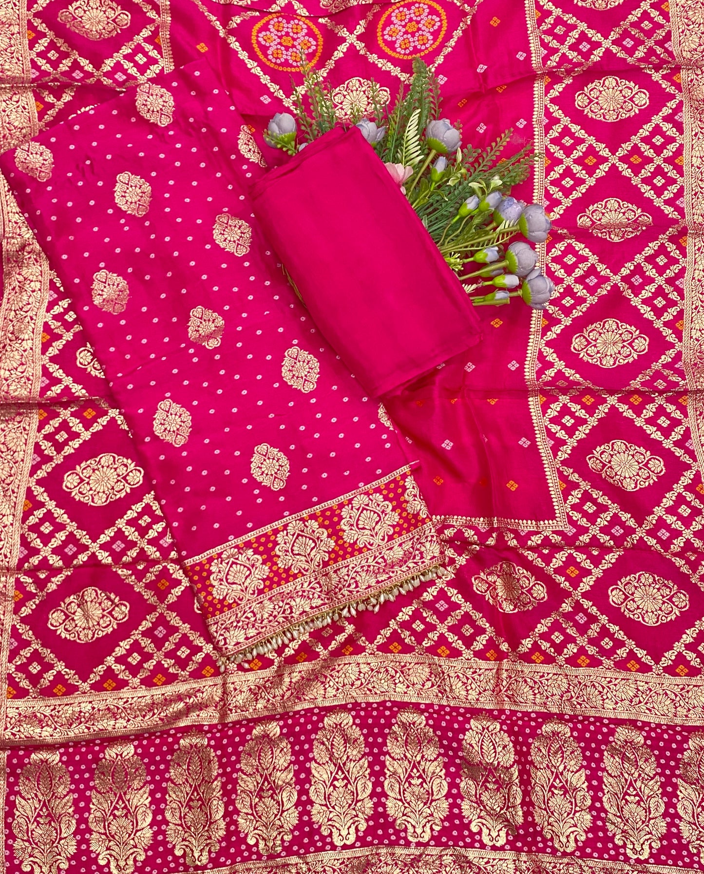 15C Dola Silk Rani Pink Suit Fabric/ CKC Partywear Collection