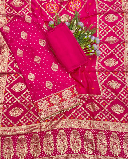 15C Dola Silk Rani Pink Suit Fabric/ CKC Partywear Collection