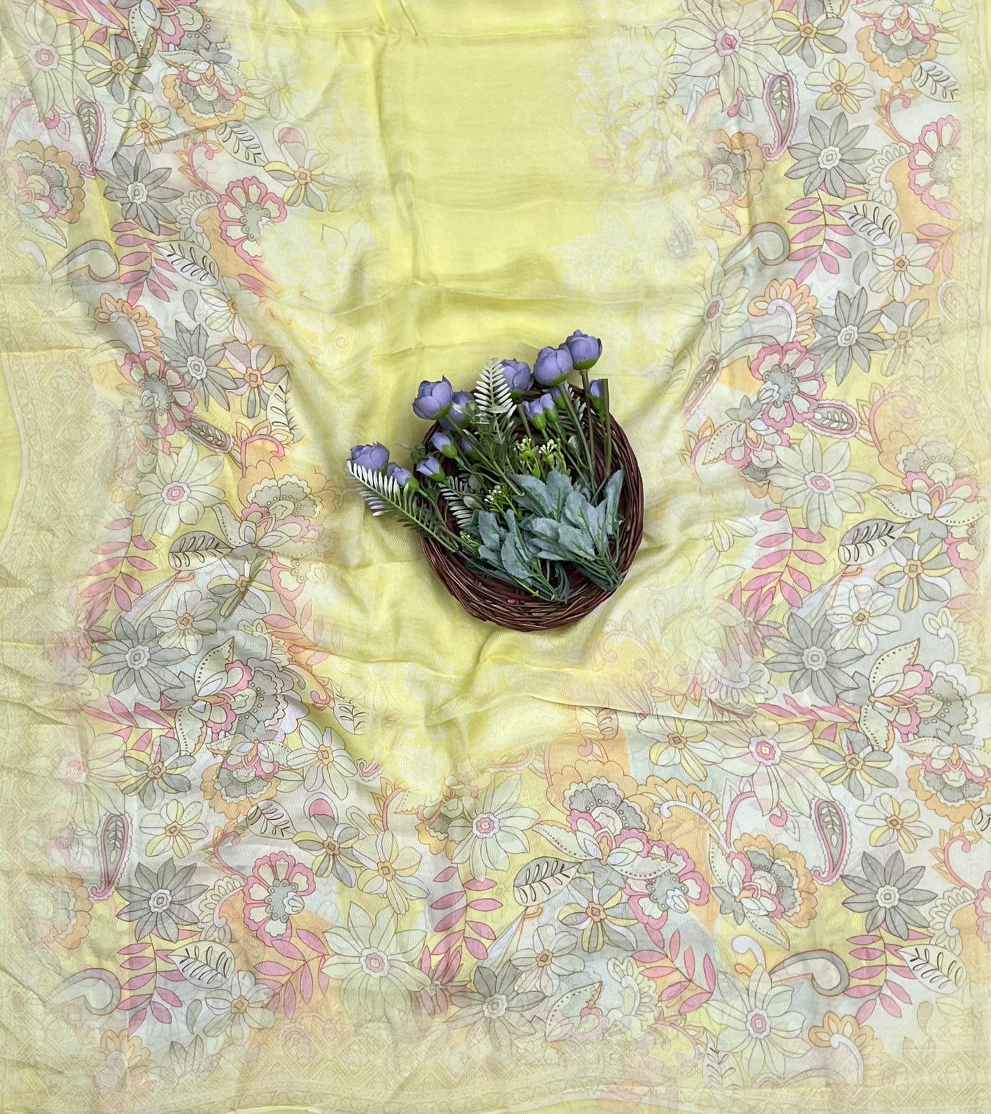 Ckc 282 Chinon Jacquard  Lemon Suit Fabric / CKC Phoolon Ka Ghar