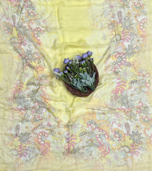 Chinon Jackard Lemon Suit Fabric / CKC Phoolon Ka Ghar