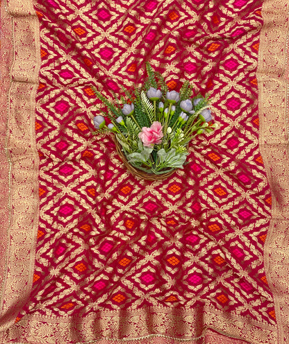 24C Shimmer Banarasi Cream With Magenta Suit Fabric/ CKC Banarasi Edit