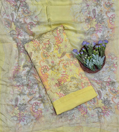 Ckc 282 Chinon Jacquard  Lemon Suit Fabric / CKC Phoolon Ka Ghar