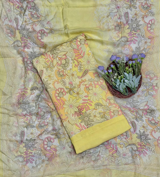 Chinon Jackard Lemon Suit Fabric / CKC Phoolon Ka Ghar