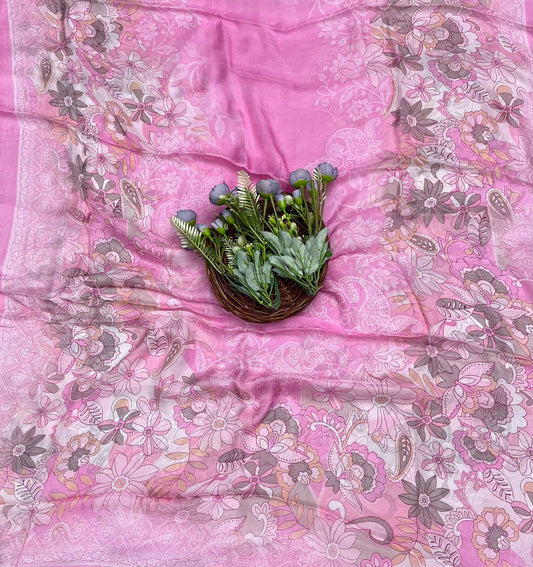 Chinon Jackard Pink Suit Fabric / CKC Phoolon Ka Ghar