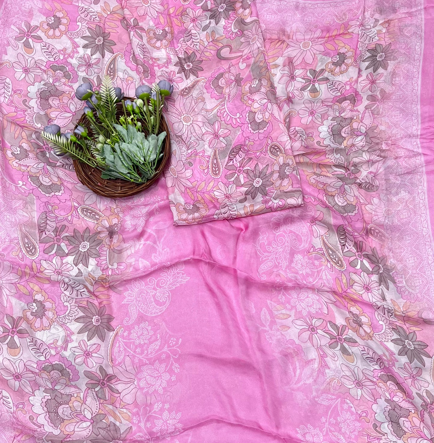 Ckc 285 Chinon Jacquard Pink Suit Fabric / CKC Phoolon Ka Ghar