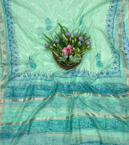 41C Mul Chanderi Mint Blue suit Fabric / CKC Mul Cotton