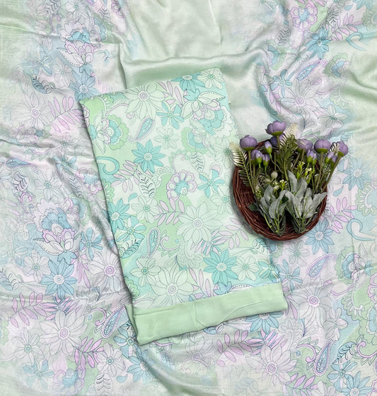 Chinon Jackard Green Suit Fabric / CKC Phoolon Ka Ghar