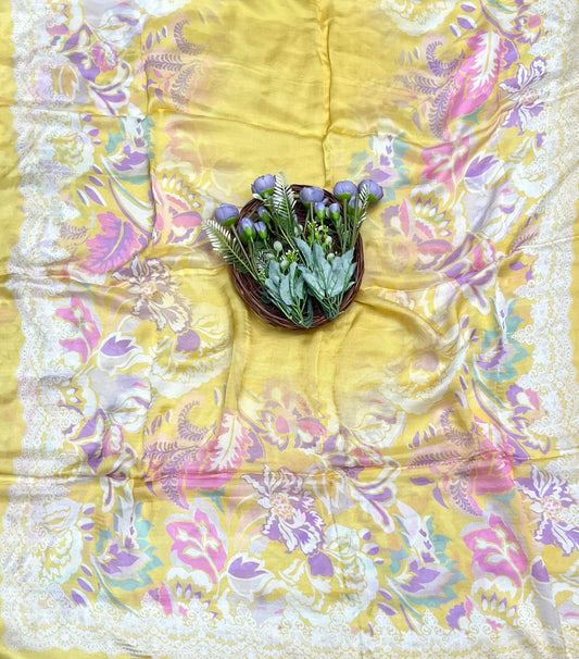 Chinon Jackard Yellow Suit Fabric / CKC Phoolon Ka Ghar