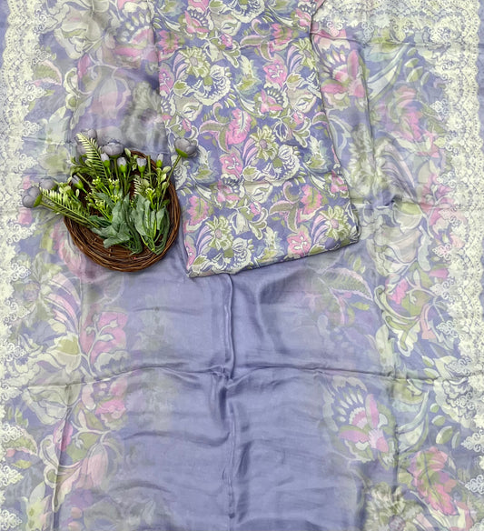 Chinon Jackard Light Lilac Suit Fabric / CKC Phoolon Ka Ghar