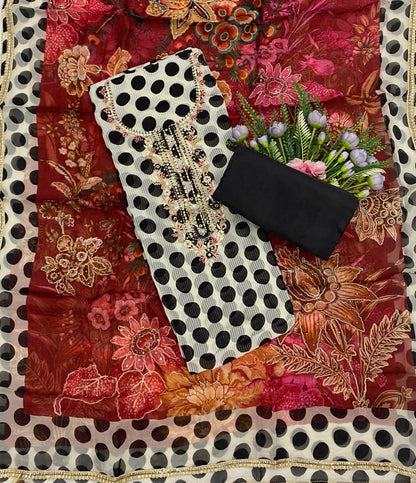994B Organza Skin With Black Dots suits Fabric/ CKC Partywear Collection