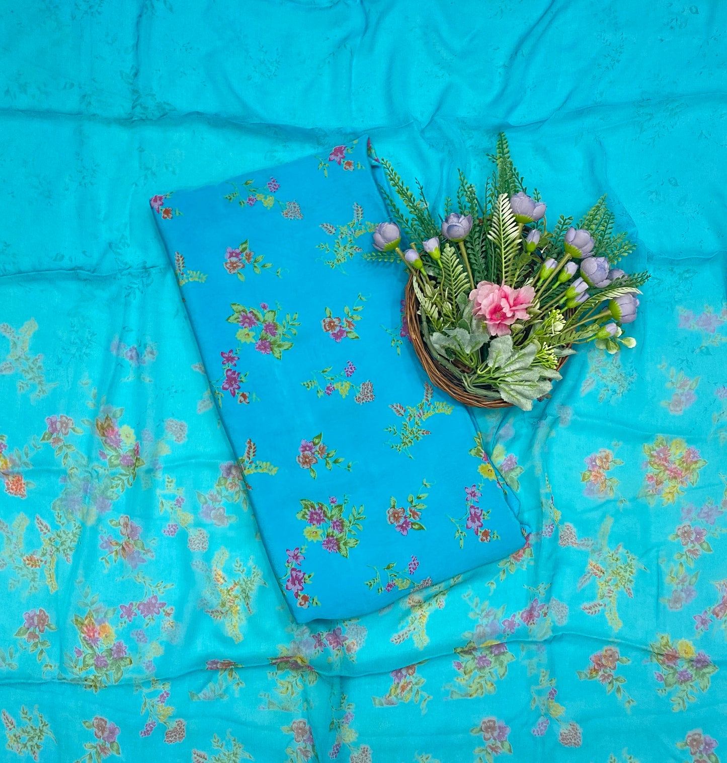 37C Crepe Sky Blue Suit Fabric / CKC Crepe Suits