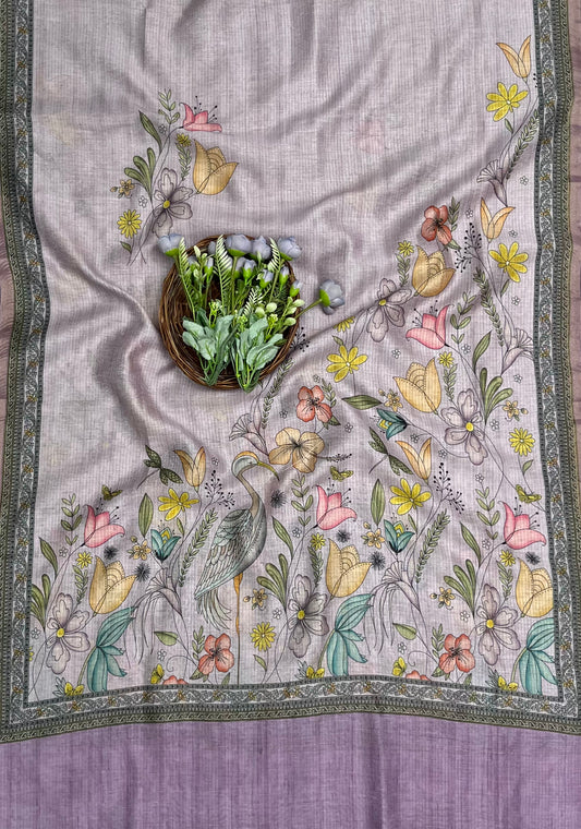 क्रेप गुलाबी सूट संग्रह / हाथ से पेंट किए गए सूट