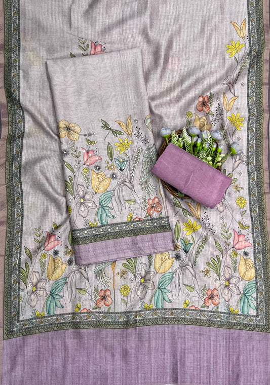 क्रेप गुलाबी सूट संग्रह / हाथ से पेंट किए गए सूट