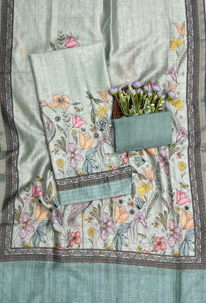 Ckc 379 Mul Chanderi Dusty Sea Blue Suit Fabric/ CKC Mul Cotton