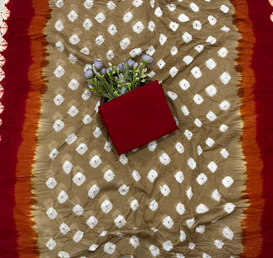 Ckc 123 Jaipuri Beige With Red Suit Fabric / CKC Jaipuri Suits