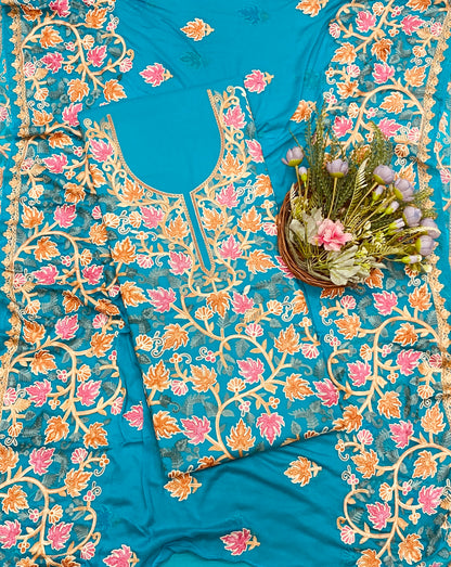 Rayon Aari Ferozi Suit Fabric / CKC Cotton Bazaar
