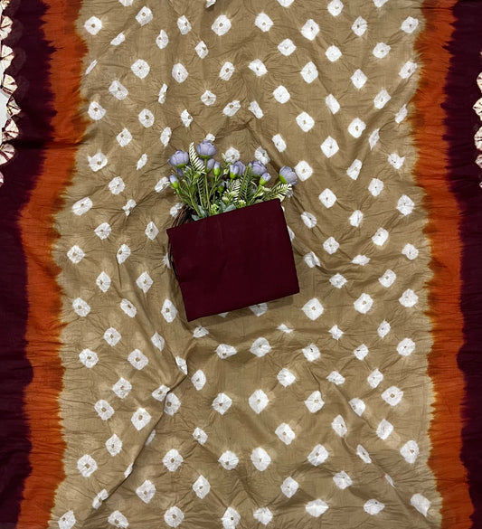 Jaipuri Beige With Maroon Suit Fabric / CKC Jaipuri Suits