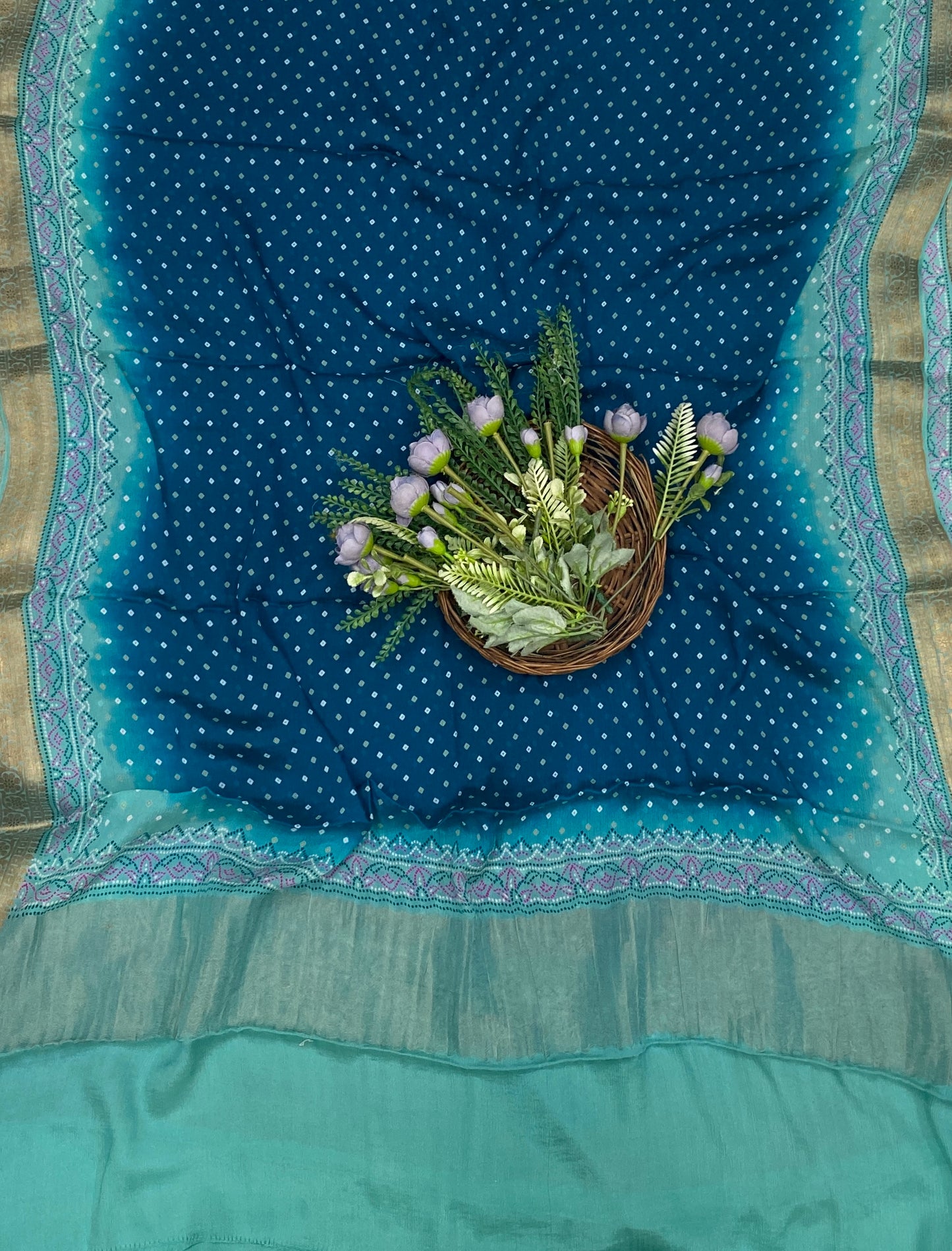 63C Pure Chinon Peacock Blue With Blue Suit Fabric / CKC Jaipuri Suits